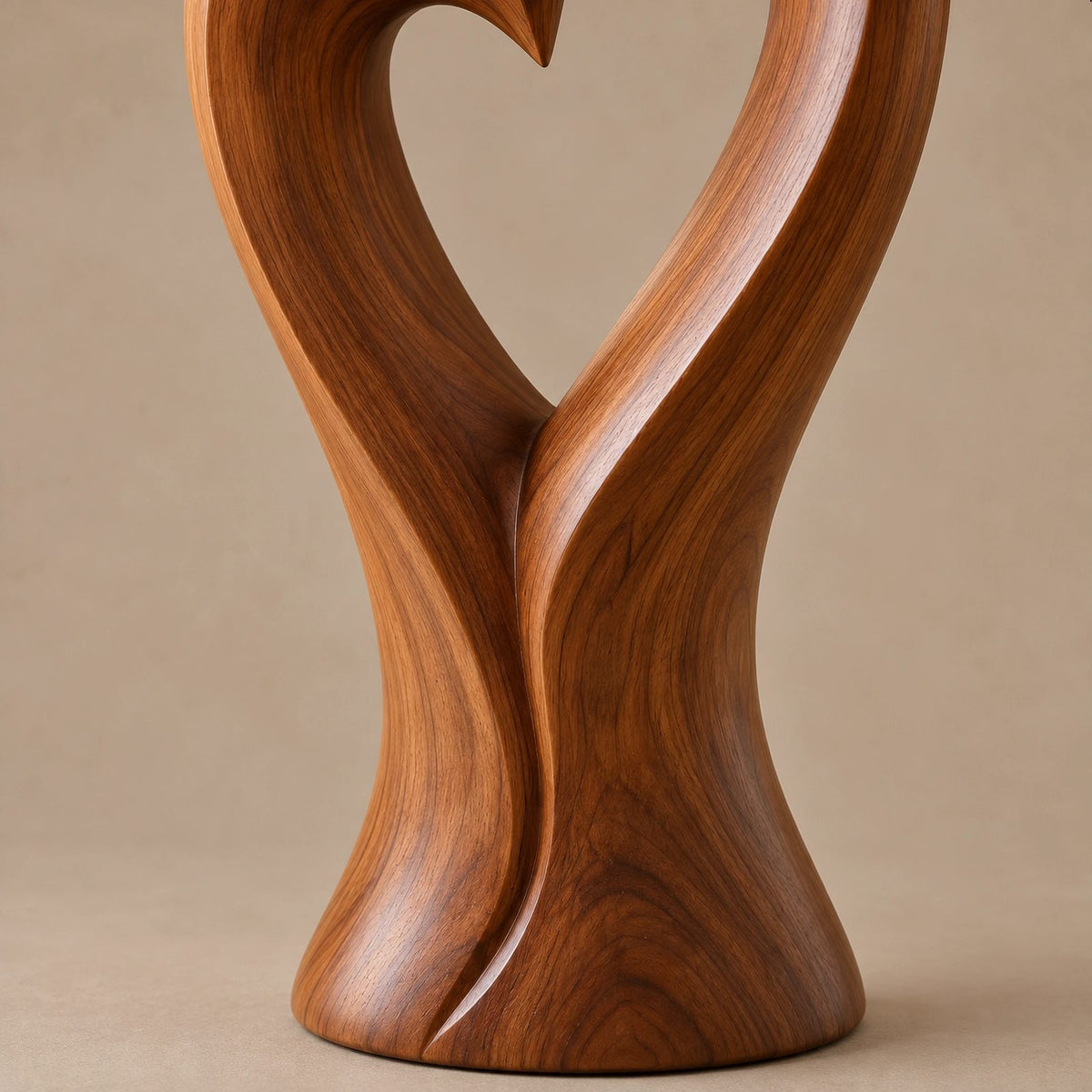 Organic Twin Flame Floor Sculpture With Open Heart Cutout For Entryway