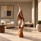 Contemporary Flame Floor Sculpture With Sweeping Curves For Home Office