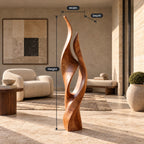 Contemporary Flame Floor Sculpture With Sweeping Curves For Home Office