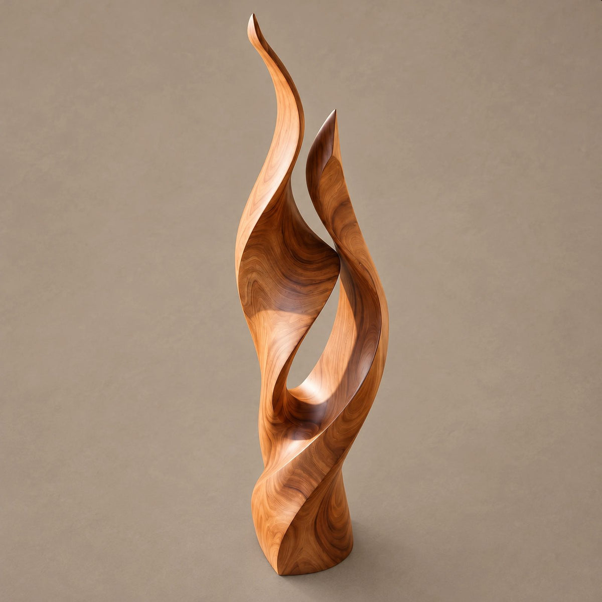 Contemporary Flame Floor Sculpture With Sweeping Curves For Home Office