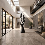 Modern Flame Cluster Floor Sculpture With Curved Blades For Entryway