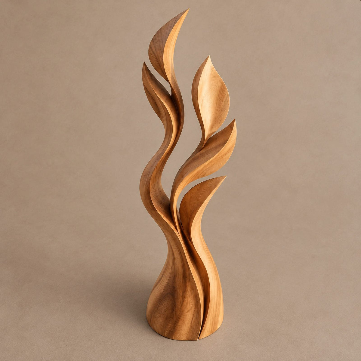 Modern Flame Cluster Floor Sculpture With Curved Blades For Entryway