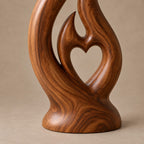 Mid Century Flame Floor Sculpture With Carved Heart Opening For Living Room