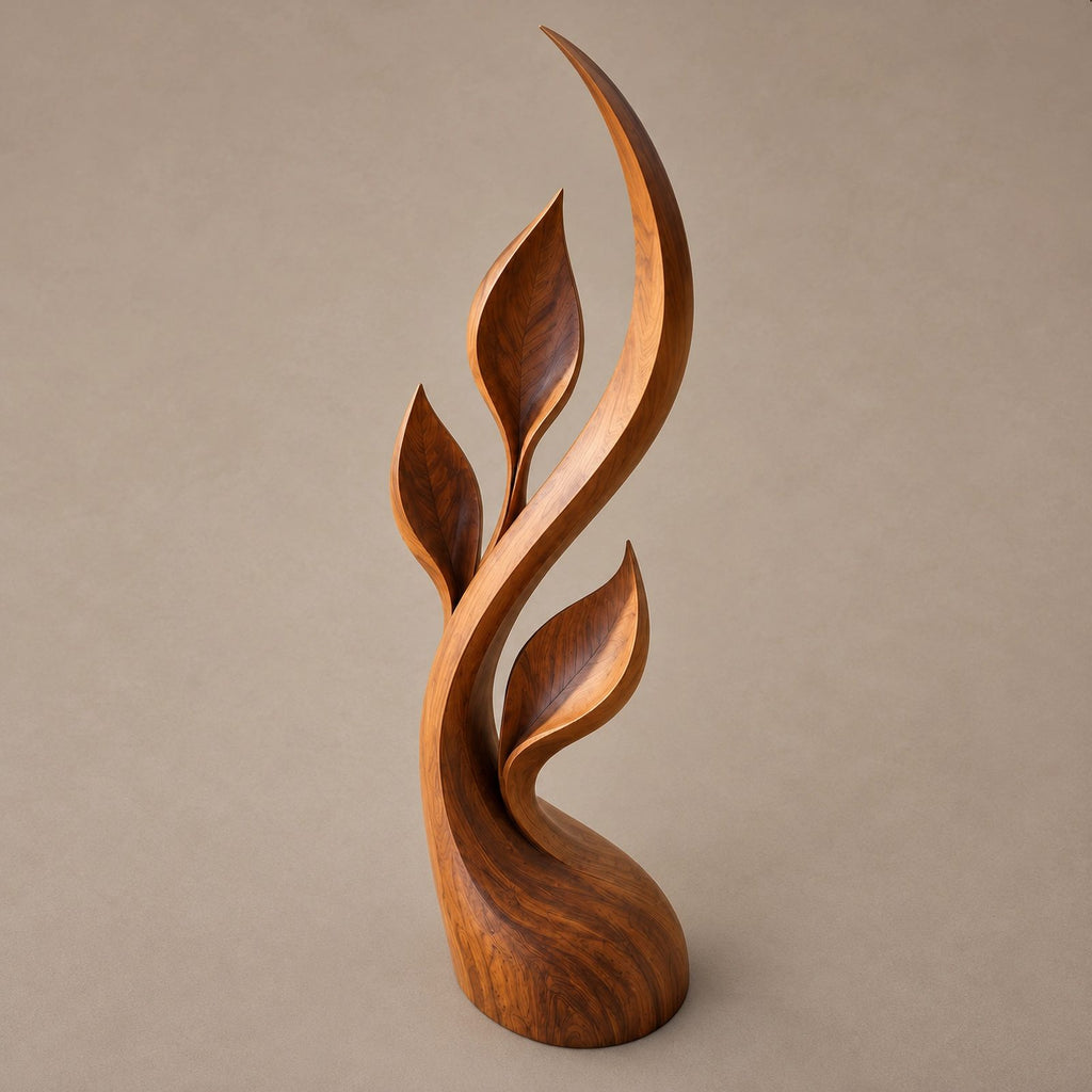 Minimalist Ribbon Floor Sculpture With Upswept Blades For Living Room