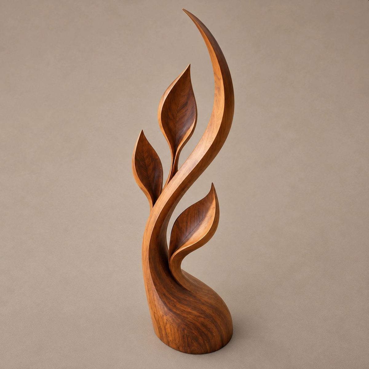 Minimalist Ribbon Floor Sculpture With Upswept Blades For Living Room