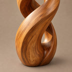 Rustic Spiral Wood Sculpture With Twisting Double Helix For Patio