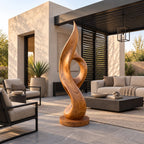 Farmhouse Organic Wood Sculpture With Closed Loop Silhouette For Bedroom
