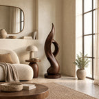 Farmhouse Organic Wood Sculpture With Closed Loop Silhouette For Bedroom