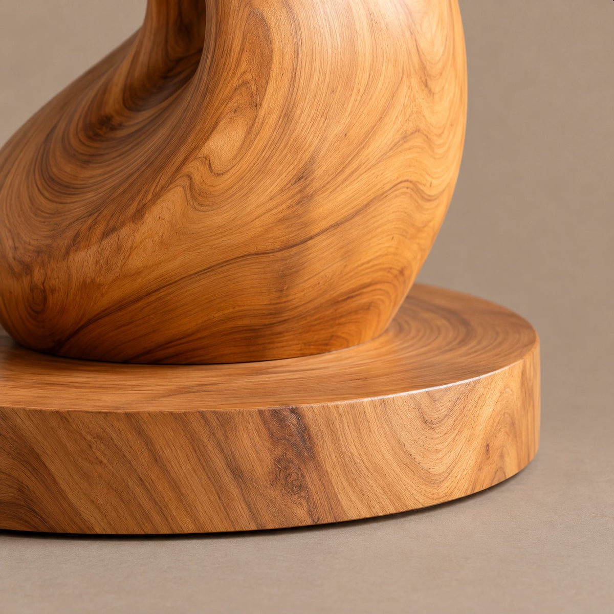 Farmhouse Organic Wood Sculpture With Closed Loop Silhouette For Bedroom