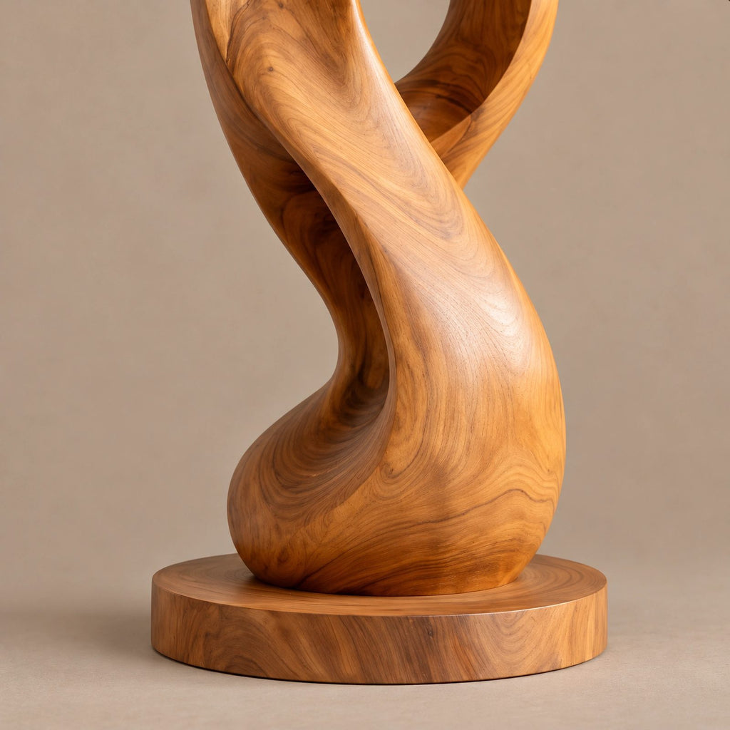 Farmhouse Organic Wood Sculpture With Closed Loop Silhouette For Bedroom