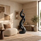 Coastal Flowing Wood Sculpture With Twisting Silhouette For Patio