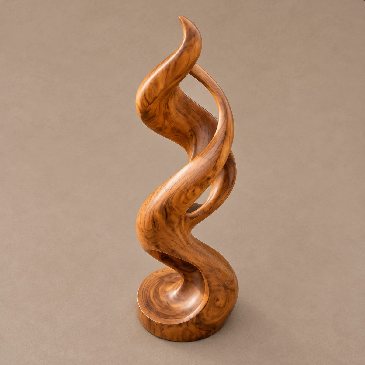 Coastal Flowing Wood Sculpture With Twisting Silhouette For Patio