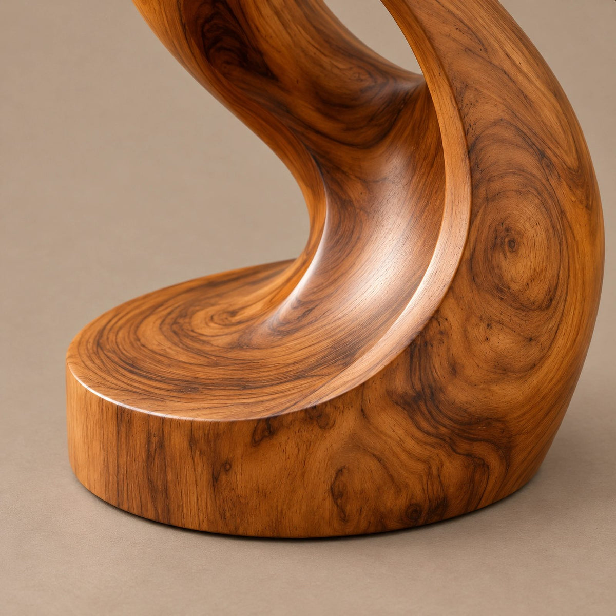 Coastal Flowing Wood Sculpture With Twisting Silhouette For Patio