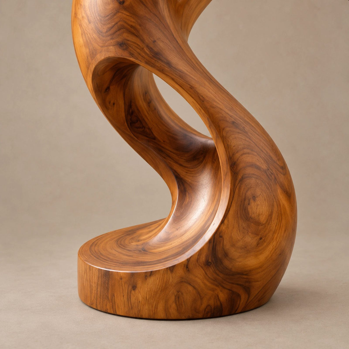 Coastal Flowing Wood Sculpture With Twisting Silhouette For Patio