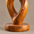 Organic Infinity Twist Wood Sculpture With Carved Loop Form For Living Room