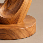 Mid Century Flame Wood Sculpture With Flowing Silhouette For Entryway