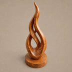 Contemporary Solid Wood Sculpture With Rising Flame Form For Entryway