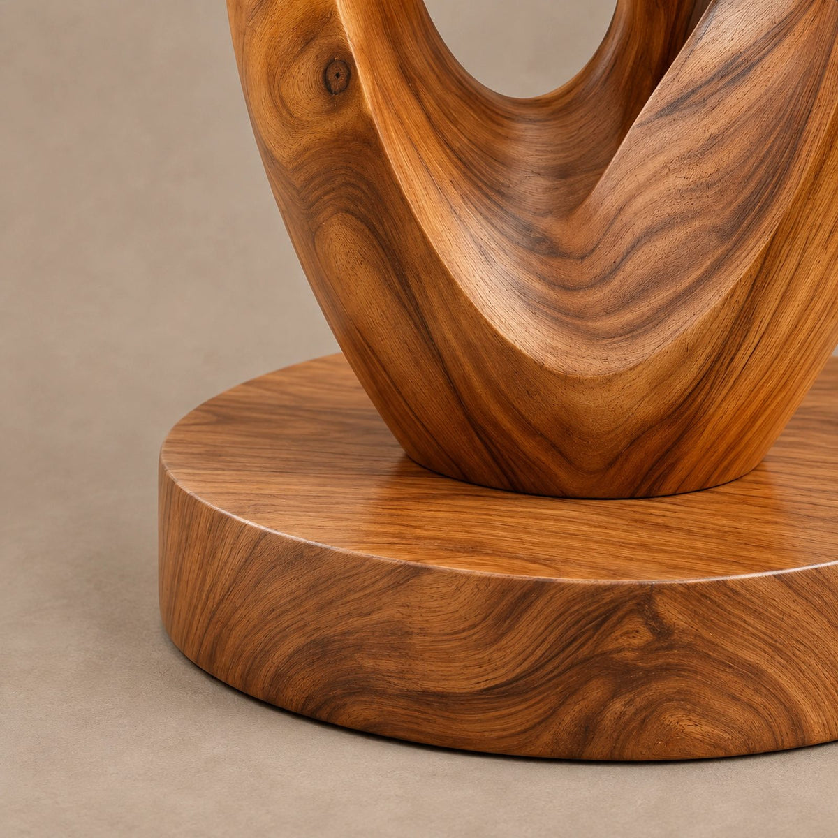 Contemporary Solid Wood Sculpture With Rising Flame Form For Entryway