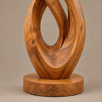 Contemporary Solid Wood Sculpture With Rising Flame Form For Entryway