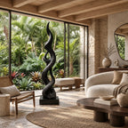 Minimalist Solid Wood Sculpture With Double Helix Twist For Hallway