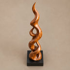 Minimalist Solid Wood Sculpture With Double Helix Twist For Hallway