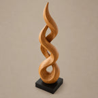 Farmhouse Solid Wood Sculpture With Dancing Flame Form For Living Room