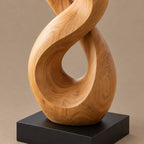 Farmhouse Solid Wood Sculpture With Dancing Flame Form For Living Room