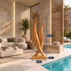Scandinavian Solid Wood Sculpture With Twin Flame Blades For Home Office