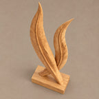 Scandinavian Solid Wood Sculpture With Twin Flame Blades For Home Office