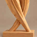 Scandinavian Solid Wood Sculpture With Twin Flame Blades For Home Office