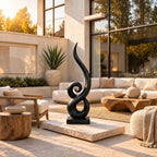 Organic Solid Wood Sculpture With Coiled Spiral Swirl For Living Room