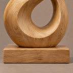 Organic Solid Wood Sculpture With Coiled Spiral Swirl For Living Room