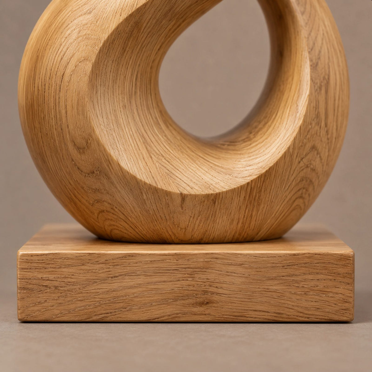 Organic Solid Wood Sculpture With Coiled Spiral Swirl For Living Room