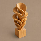 Modern Solid Wood Sculpture With Fanned Flame Fronds For Entryway
