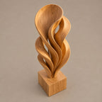 Rustic Solid Wood Sculpture With Rising Flame Fan For Hallway