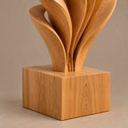 Rustic Solid Wood Sculpture With Rising Flame Fan For Hallway