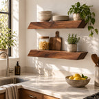 Modern Floating Shelf with Angled Ends, Thick Solid Wood Wall Shelf for Kitchen or Office