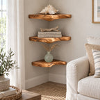 Cloud Corner Wall Shelf, Carved Solid Wood Floating Corner Shelf with Rounded Underside