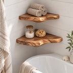 Cloud Corner Wall Shelf, Carved Solid Wood Floating Corner Shelf with Rounded Underside