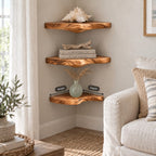 Cloud Corner Wall Shelf, Carved Solid Wood Floating Corner Shelf with Rounded Underside