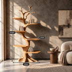 Rustic Tree Bookshelf With Five Tier Branch Shelves For Living Room