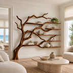 Contemporary Wall Tree Bookshelf With Wide Branch Span For Living Room