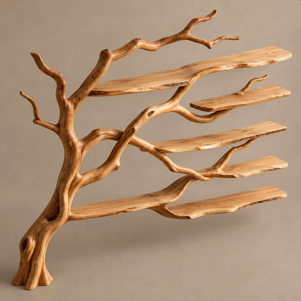 Contemporary Wall Tree Bookshelf With Wide Branch Span For Living Room