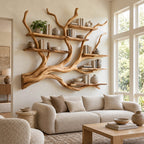 Modern Floating Tree Bookshelf With Arched Branch Shelves For Living Room