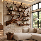 Modern Floating Tree Bookshelf With Arched Branch Shelves For Living Room