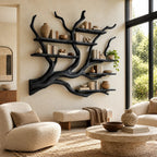 Modern Floating Tree Bookshelf With Arched Branch Shelves For Living Room