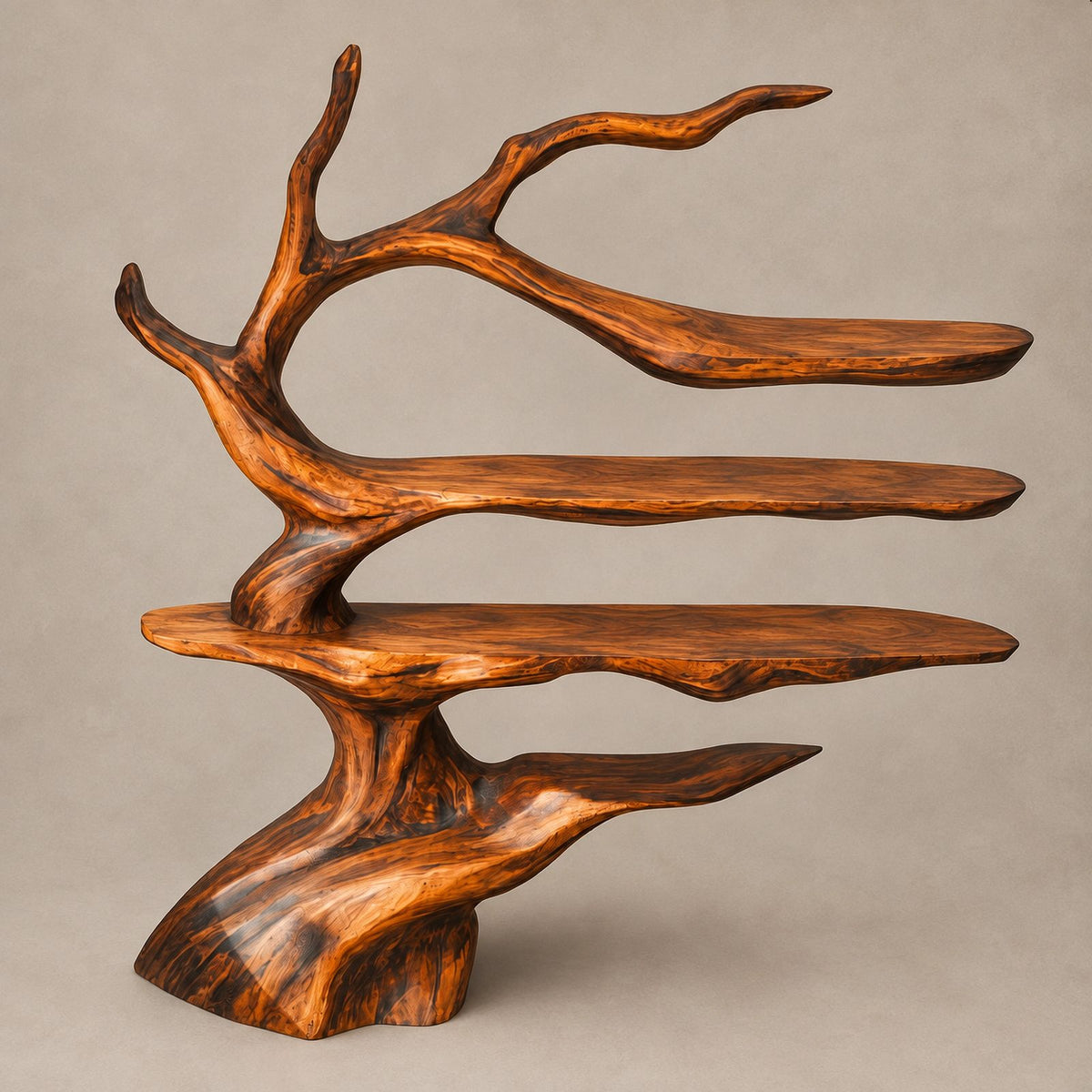 Sculptural Tree Bookshelf With Winding Trunk Shelves For Living Room