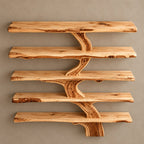 Live Edge Tree Bookshelf With Natural Branch Shelves For Living Room