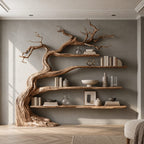 Minimalist Driftwood Tree Bookshelf With Sculpted Branch Form