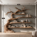 Minimalist Driftwood Tree Bookshelf With Sculpted Branch Form